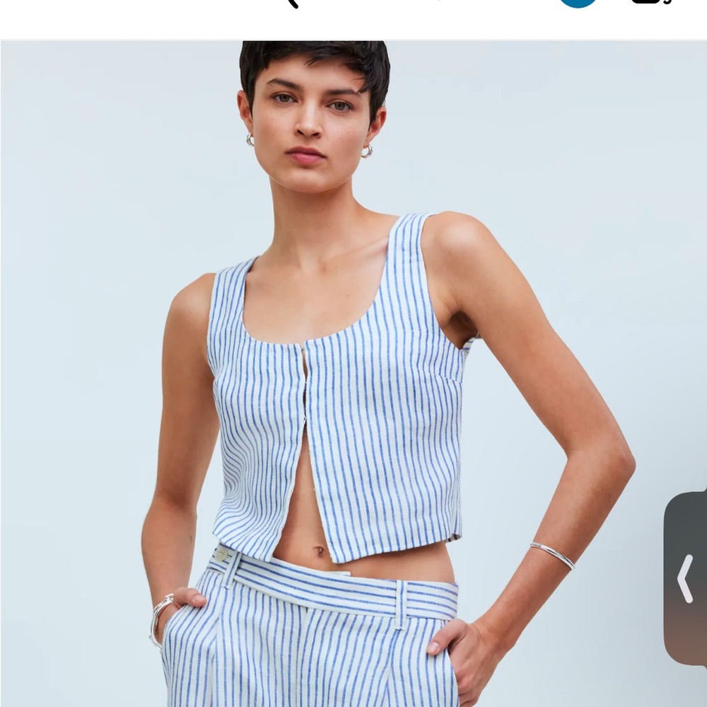 NWT Madewell Scoopneck Crop Tank in 100% Linen size small